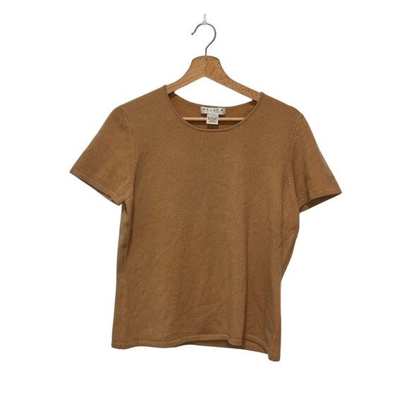 Wendy B. Camel Cashmere Short Sleeve Round Neck Knit Sweater Women's Size L - Picture 1 of 8